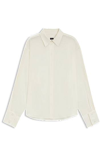 Риза BOSS Relaxed-fit Blouse in Sand-Washed Silk Бяло | 50551961