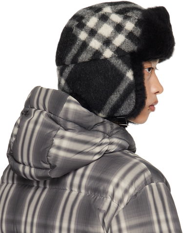 Шапка Burberry Burberry Check Wool Trapper Hat Сиво | 8114830, 2