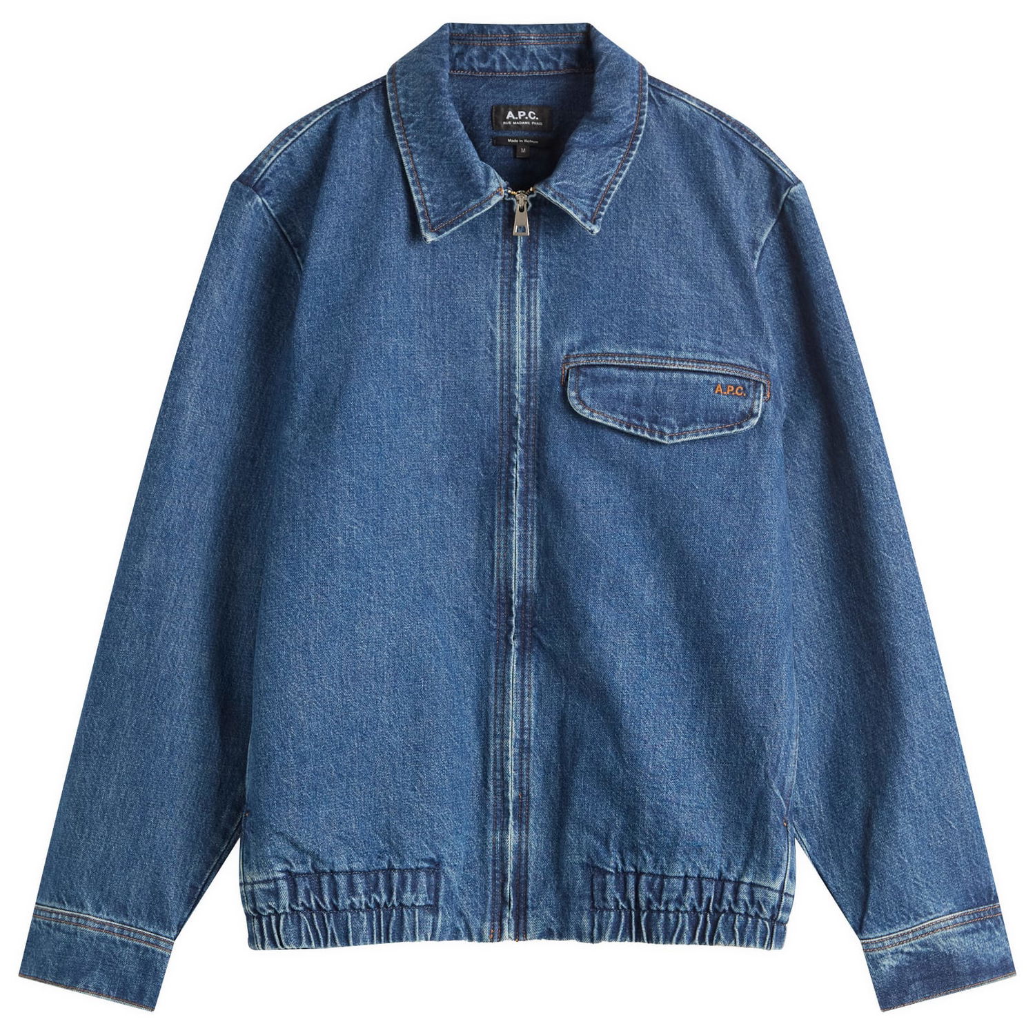 Яке A.P.C. A.P.C. Men's Fabrizio Zipped Denim Jacket Синьо | COHJK-H32015-IAL, 1