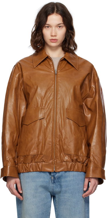 Яке бомбър Maison Margiela MM6 Maison Margiela Oversized Faux-Leather Bomber Jacket Кафяво | S52AM0325 M35465, 0