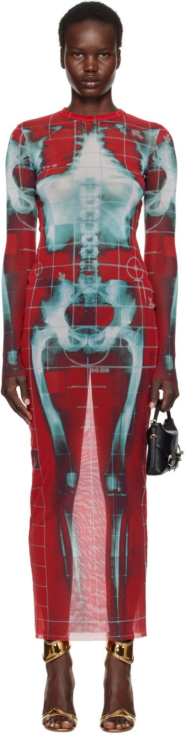 Pокля Jean Paul Gaultier Jean Paul Gaultier 'The Squeletor' Maxi Dress Червено | 25/33-F-RO309-T580-3058, 0