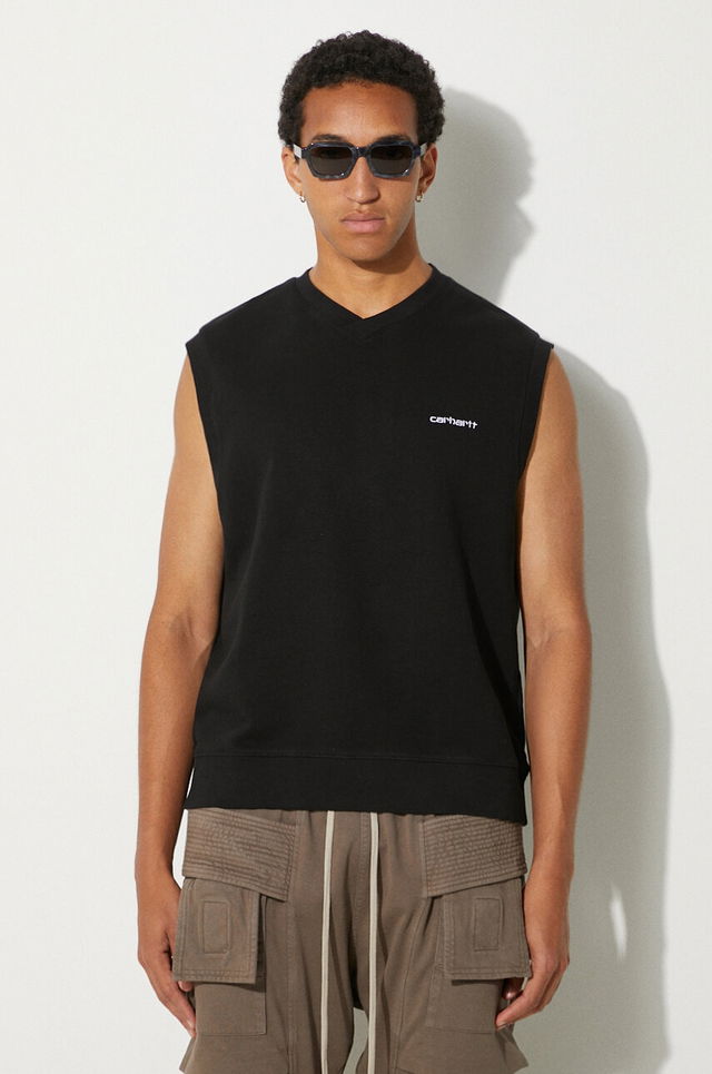 V-Neck Script Sweatshirt Vest