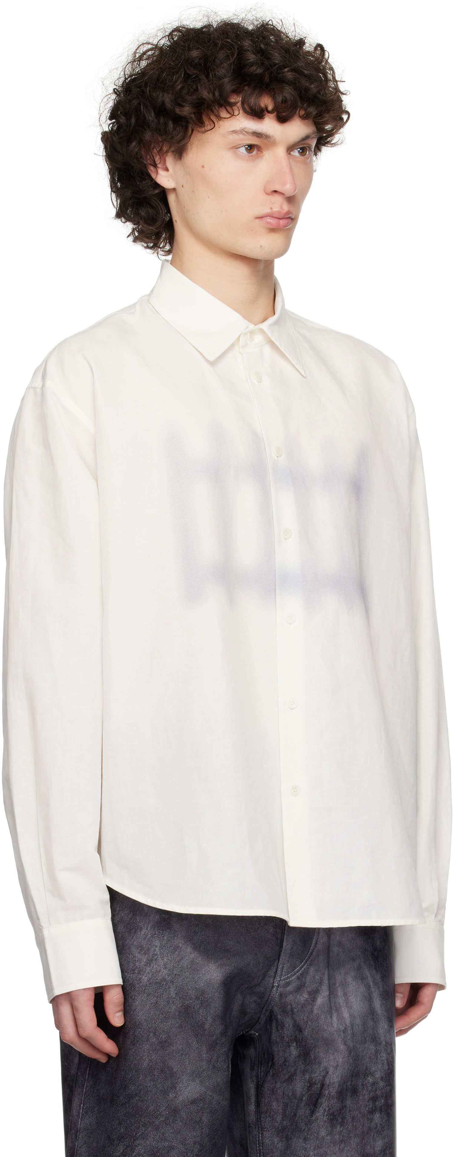 Риза JW Anderson JW Anderson Fence Print Boxy Shirt Бяло | SH0362-PG1698, 1