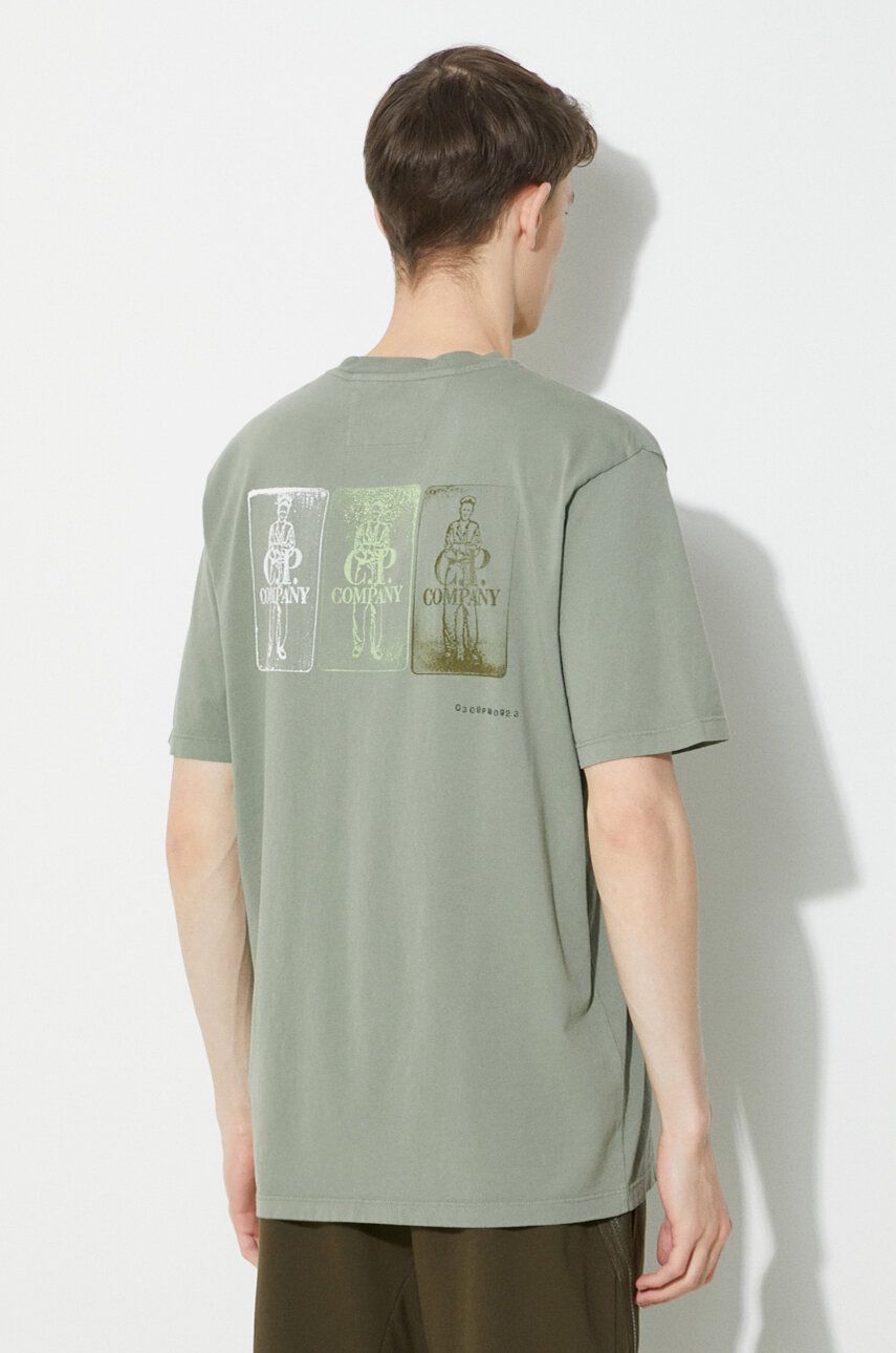 Тениска C.P. Company Three Cards Graphic T-Shirt Зелено | 16CMTS288A005431G, 0