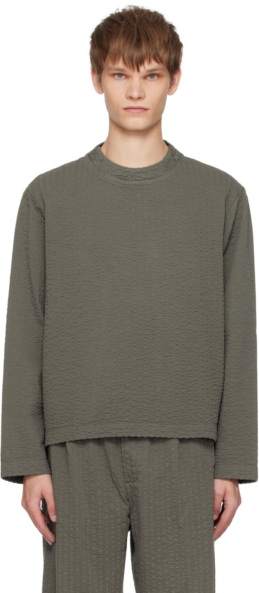 Тениска Craig Green Craig Green Embroidered Linestitch Smock T-Shirt Зелено | CGAW25CWOSHI69