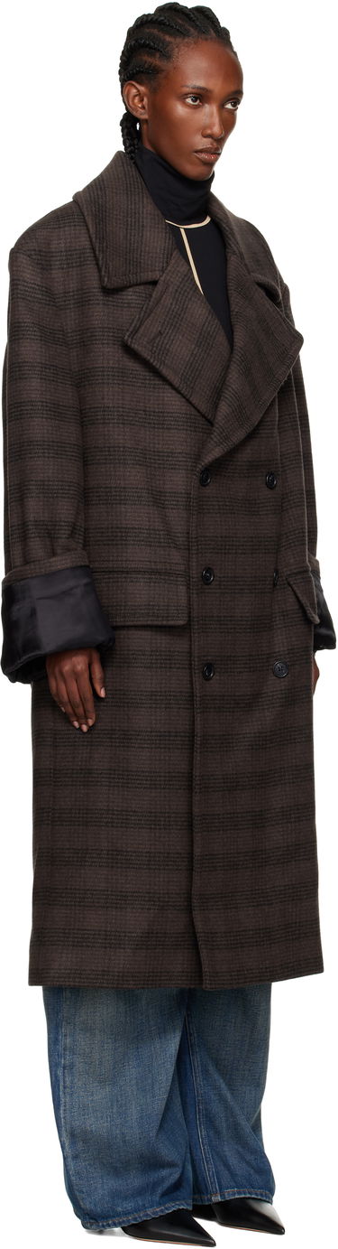 Палта Maison Margiela MM6 Maison Margiela Checked Double-Breasted Coat Кафяво | S52AA0190 M35472, 1