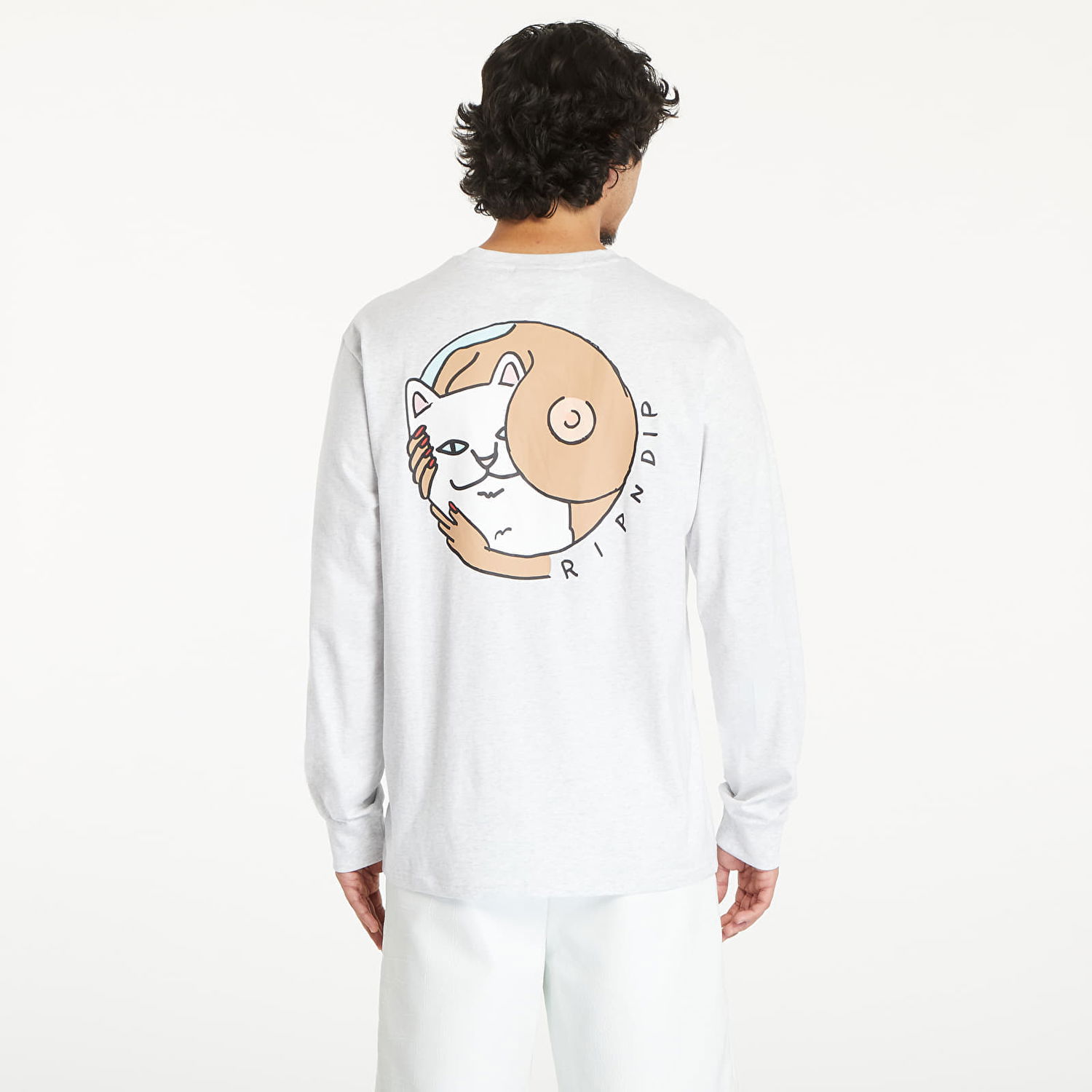 Тениска RIPNDIP Must Be Nice Long Sleeve Tee Ash Heather Бяло | RNDSUM24132, 1