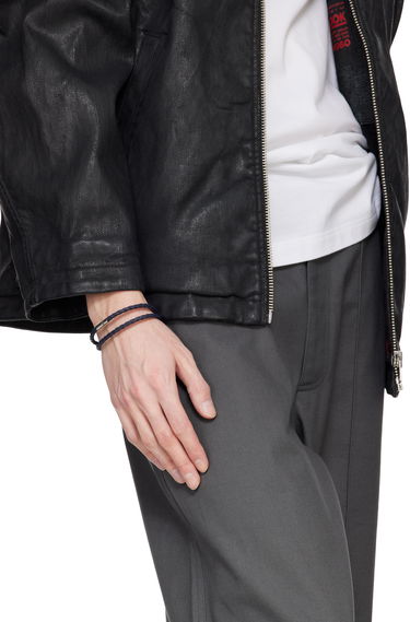 Гривна BOSS Hugo Double Braided-Leather Cuff Bracelet Синьо | 50538911, 2