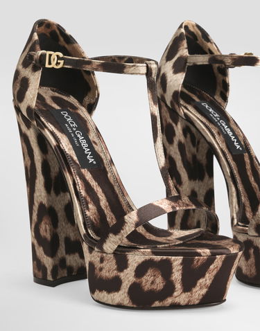 Кецове и обувки Dolce & Gabbana Printed Satin Platform Sandals Кафяво | CR1814A6N02HY13M, 2