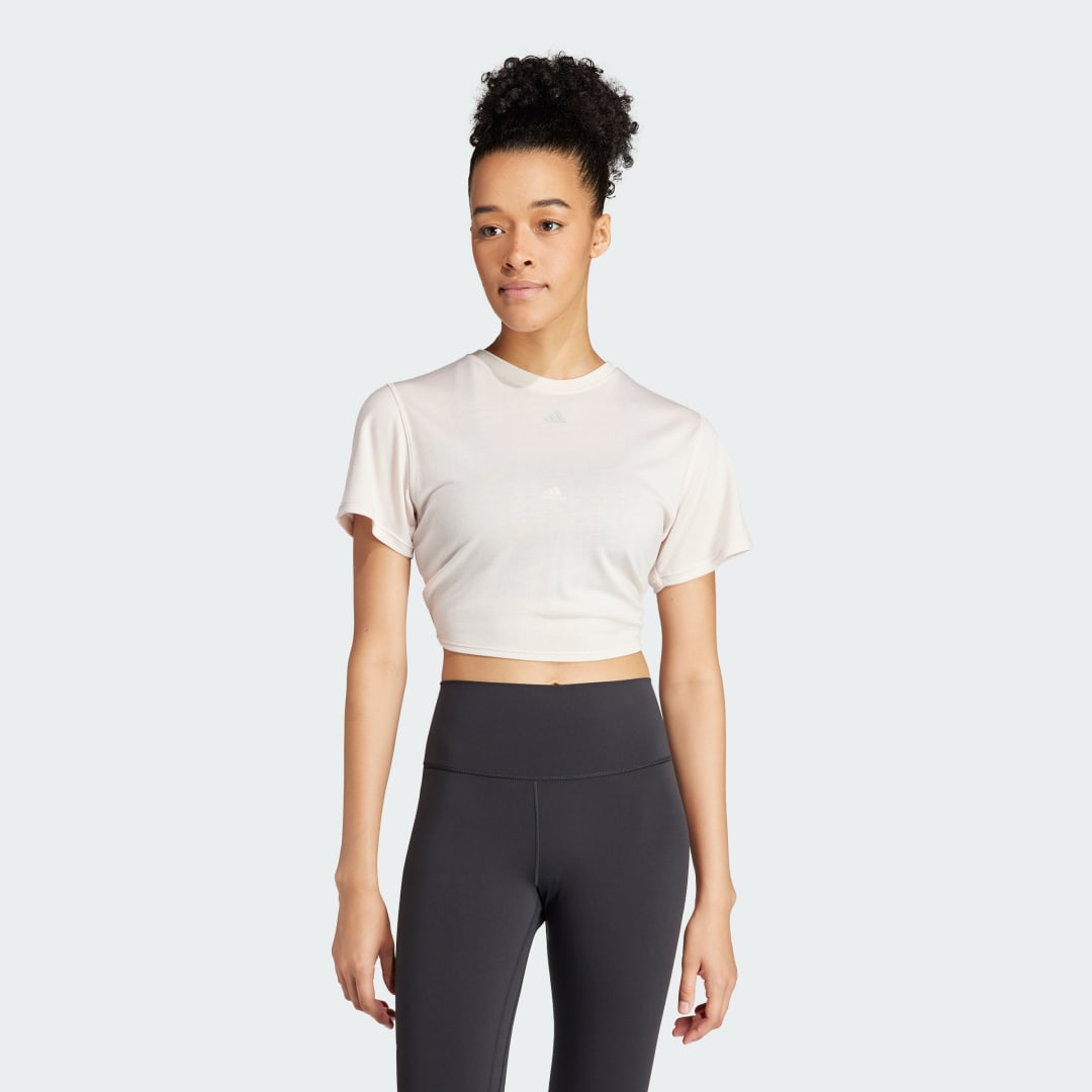 Тениска adidas Performance Yoga Studio Wrapped Tee Бяло | IS2965, 1