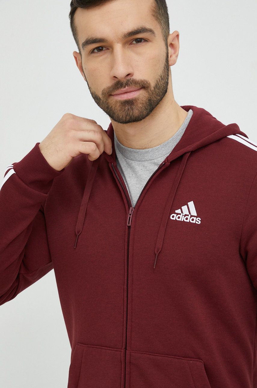 Суитчър adidas Originals Hooded Zipped Fleece Sweatshirt Бургунди | IC7305, 0