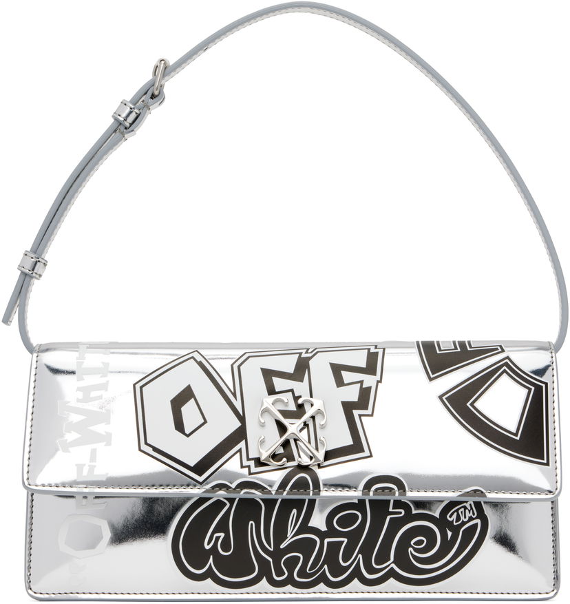 Дамска чанта Off-White Jitney 1.0 Printed Shoulder Bag Металик | OWNN172S25FAB0027210