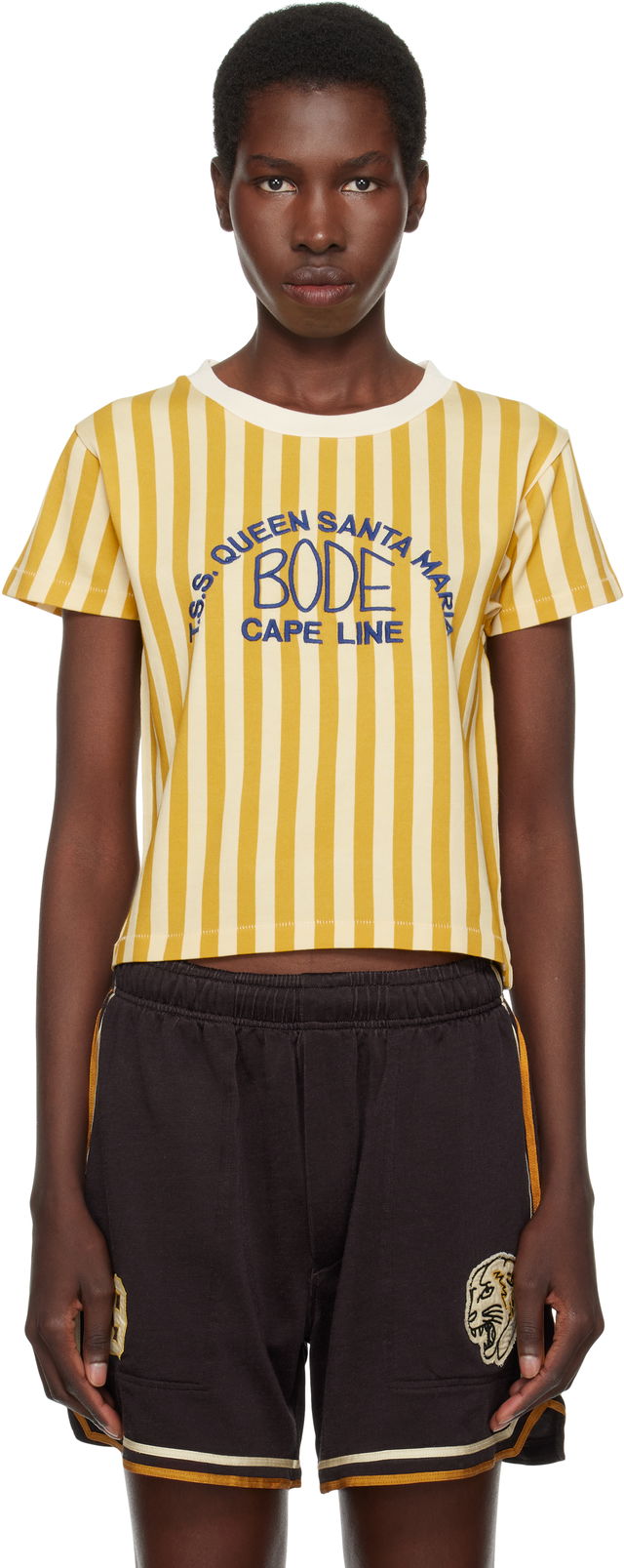 Bode Striped Cropped T-Shirt