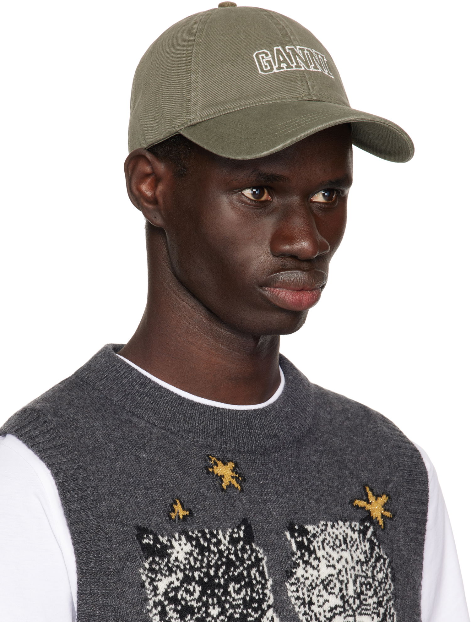 Шапка с козирка GANNI GANNI Embroidered Logo Baseball Cap Зелено | A6301, 1