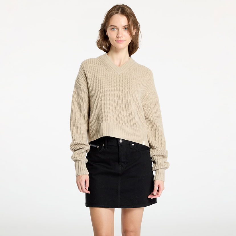 Пуловер CALVIN KLEIN Chunky V-Neck Sweater Pelican Бежово | J20J224635 PD7