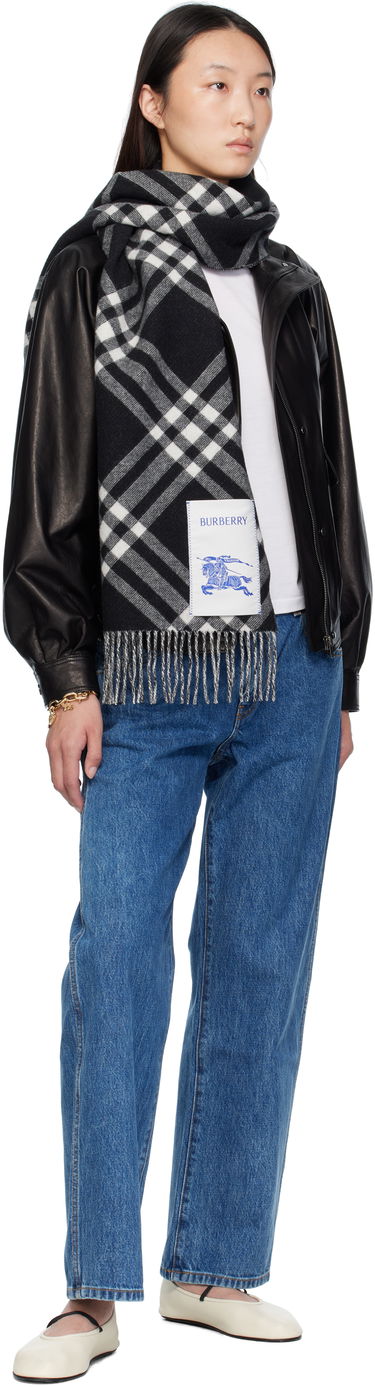 Шал Burberry Cashmere Check Scarf Черно | 8099650, 4