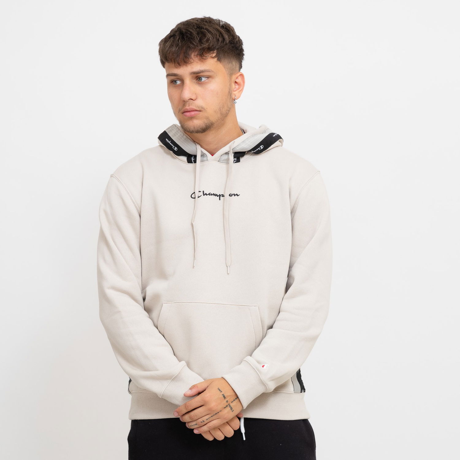 Суитчър Champion Taped Logo Hoodie Бежово | 219092-ES057, 0