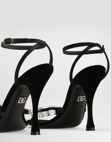 Кецове и обувки Dolce & Gabbana Satin Sandals With Gemstone Embellishment Черно | CR1821A6I688S488, 3