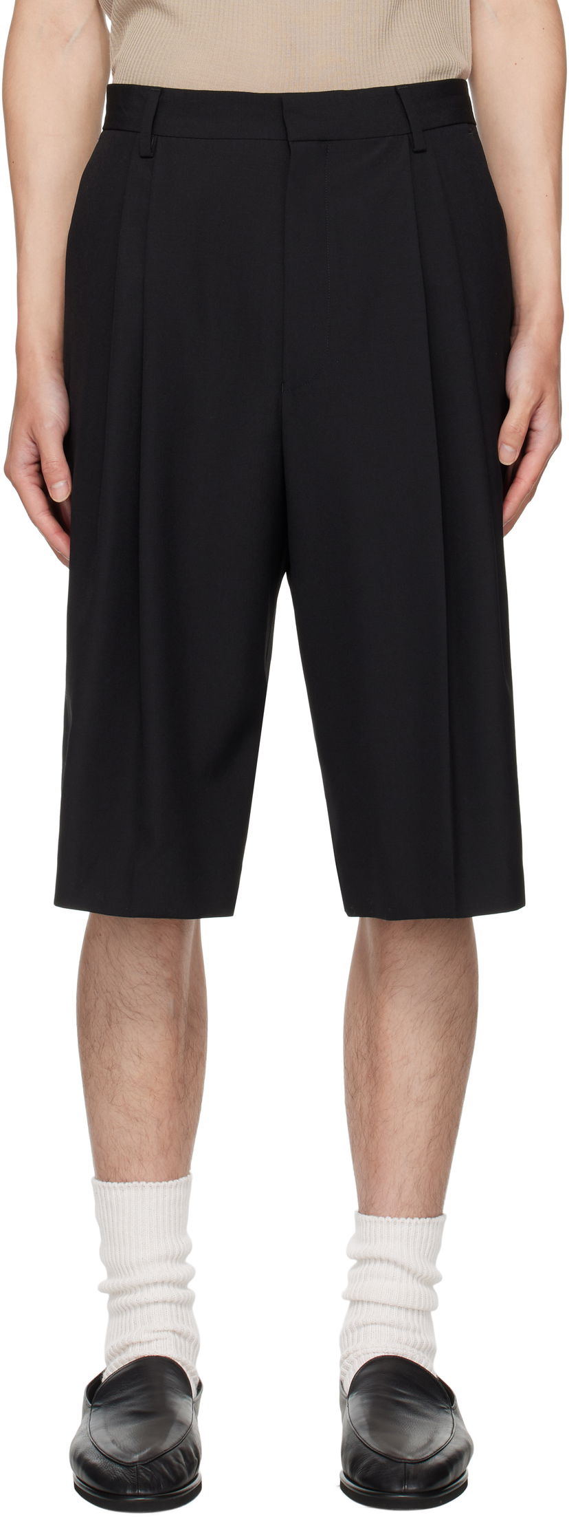 Къси панталони Dries Van Noten Dries Van Noten Wool Pleated Shorts Черно | 252-020935-2057