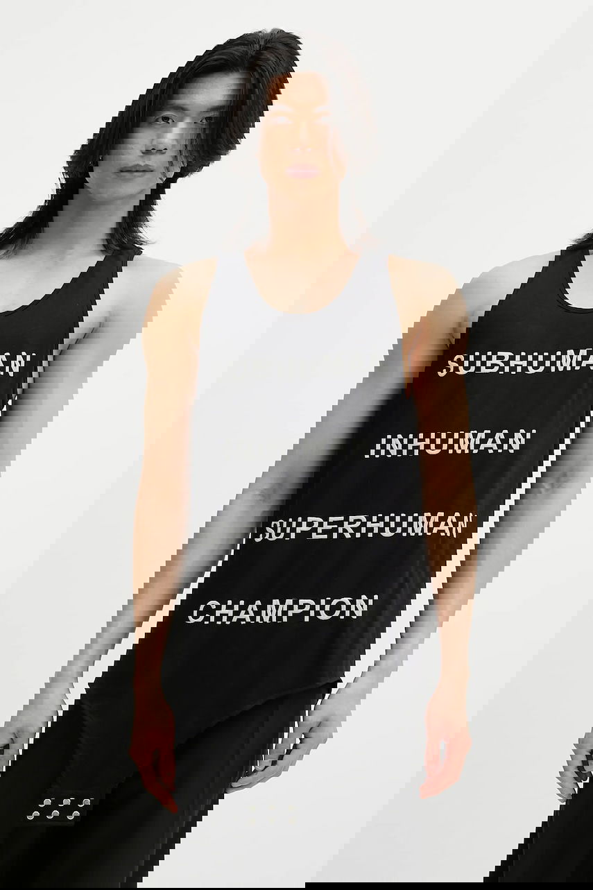 Потник Rick Owens Rick Owens DRKSHDW Knitted Basketball Tank with Subhuman Inhuman Superhuman Champion Lettering Черно | CM01E1678.CHJG, 0