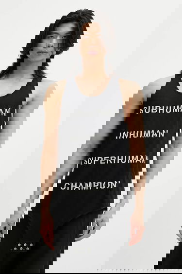 Потник Rick Owens Rick Owens DRKSHDW Knitted Basketball Tank with Subhuman Inhuman Superhuman Champion Lettering Черно | CM01E1678.CHJG, 0