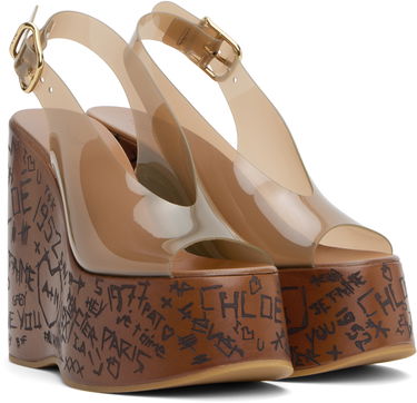 Грижа за обувките CHLOÉ Chloe Maxime Wedge Sandals Кафяво | CHC25U09ZRT, 3