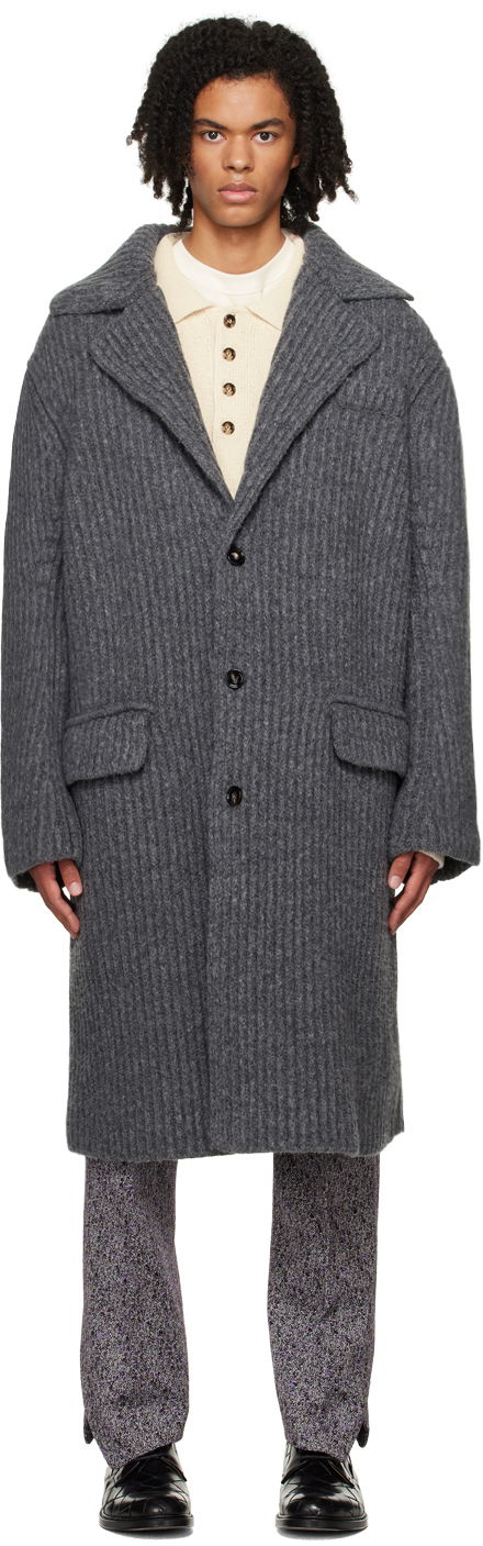 Палта Bottega Veneta Felted Longline Coat Сиво | 761642V3EY0, 0