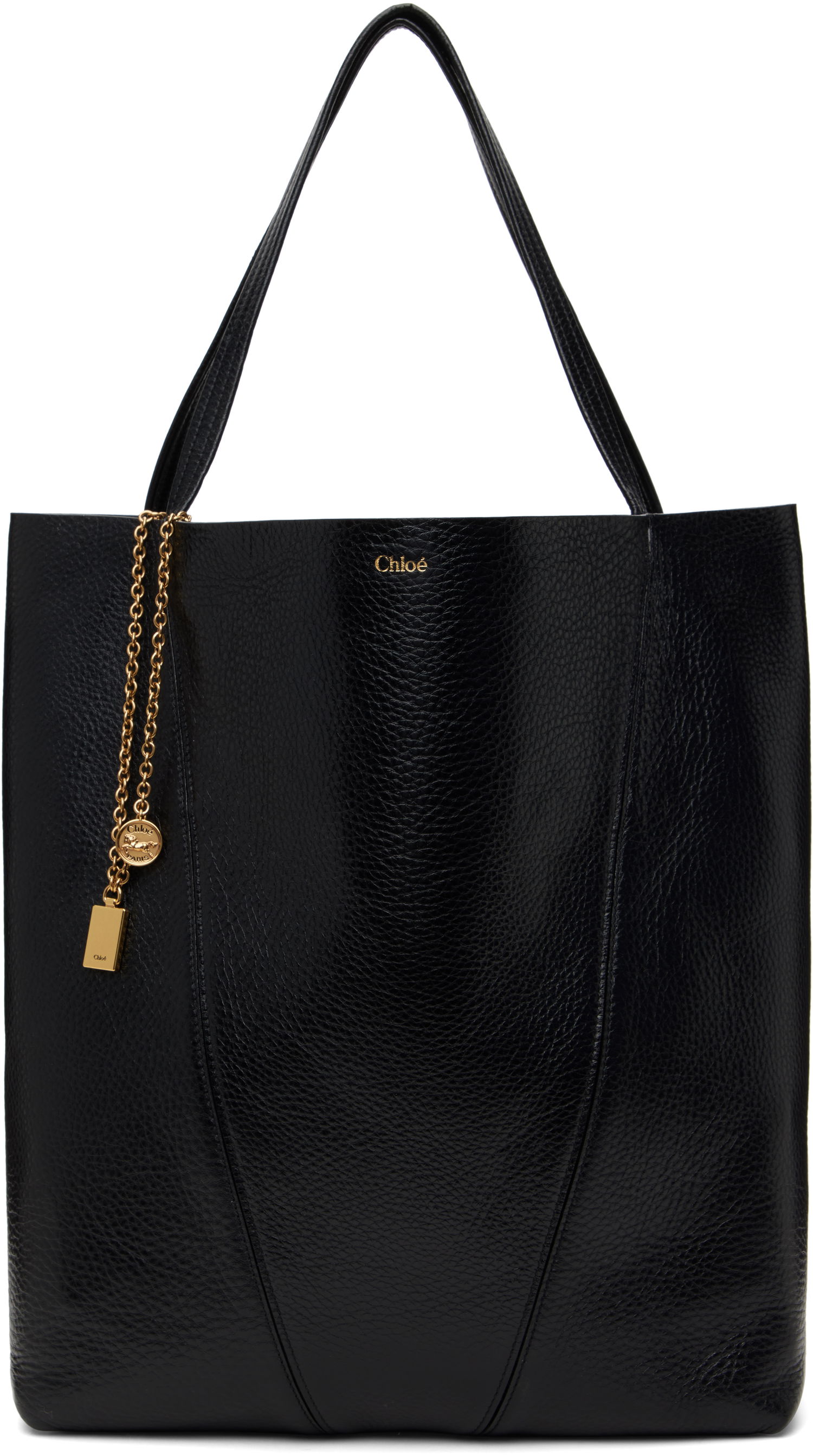 Голяма пазарска чанта CHLOÉ Chloé 'Spin' Large Tote Черно | CHC25SS810N84, 0