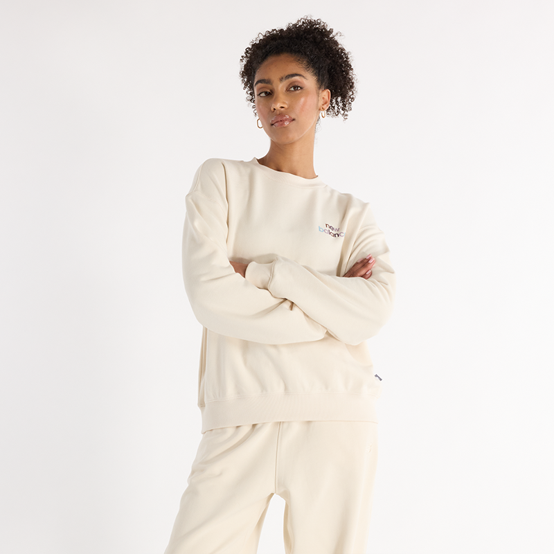 Суитчър New Balance Beige Minimalist Crewneck Sweatshirt Бежово | NBWT43559LIN, 0