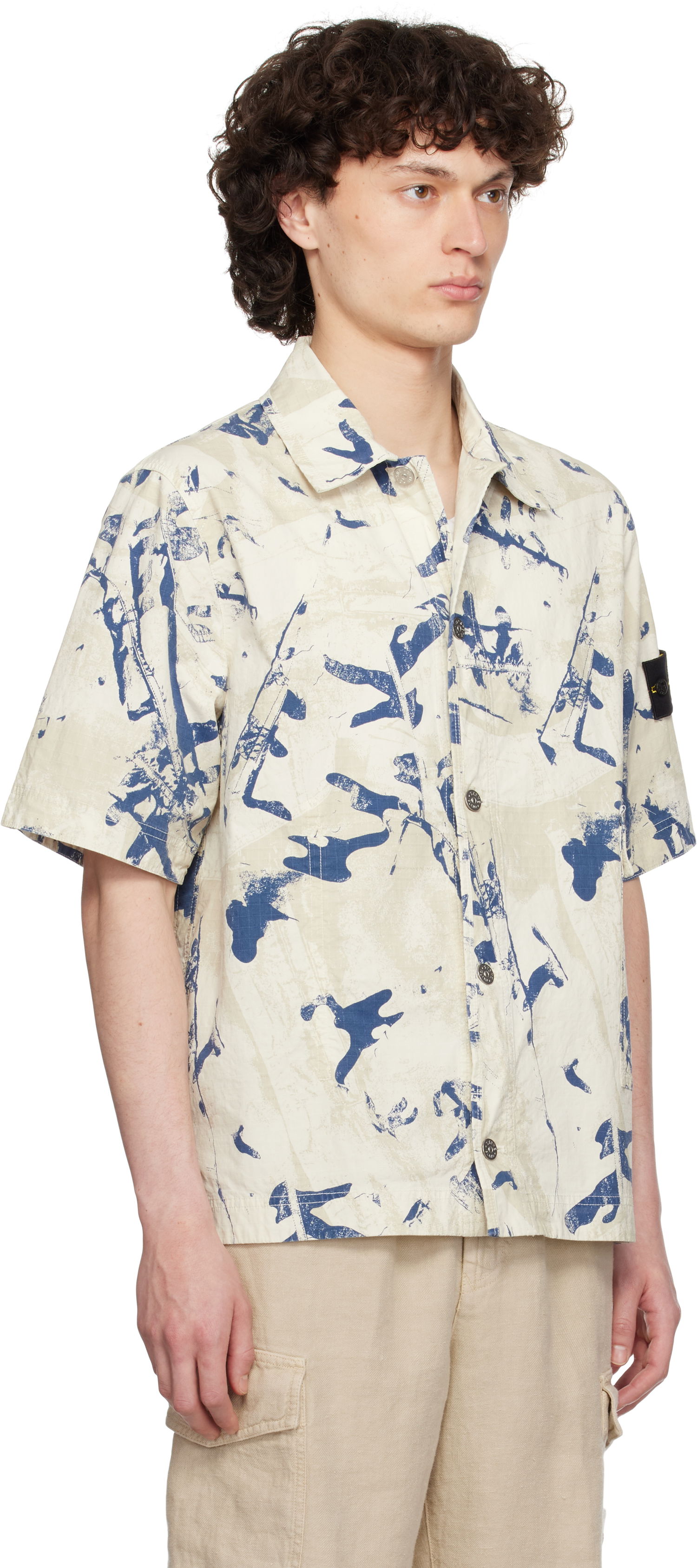 Риза Stone Island Stone Island Scan Camo Stretch Ripstop Shirt Бежово | K1S15 1100012 S00E1, 1