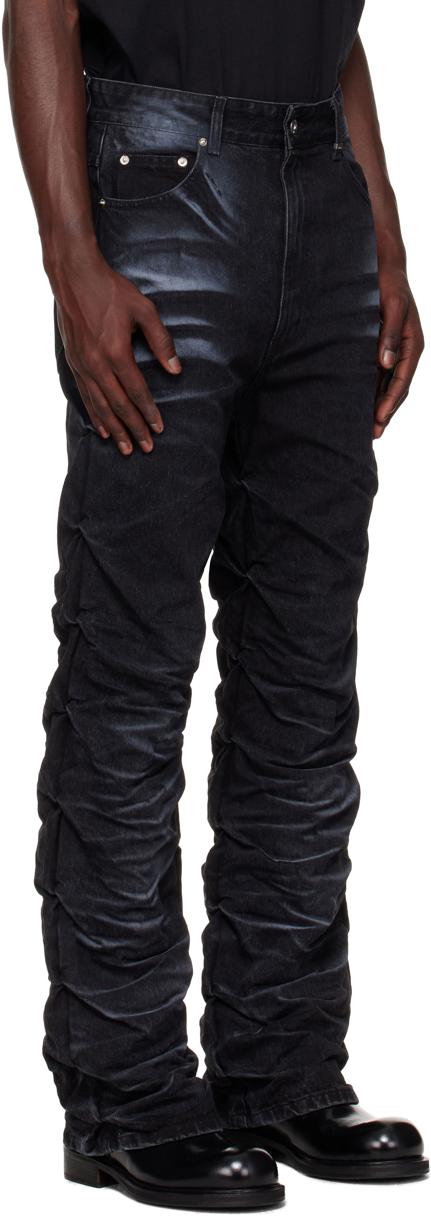 Дънки We11done We11done Textured Fold Jeans Черно | WD-DP2-25-356-M-BK, 1