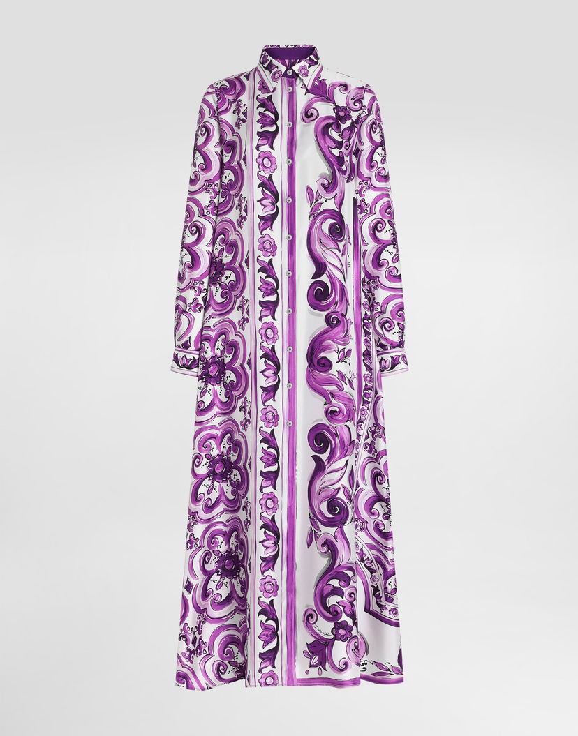 Pокля Dolce & Gabbana Dolce & Gabbana Majolica-Print Twill Shirt Dress Лилаво | F6TYQTHI1TKIP3TN