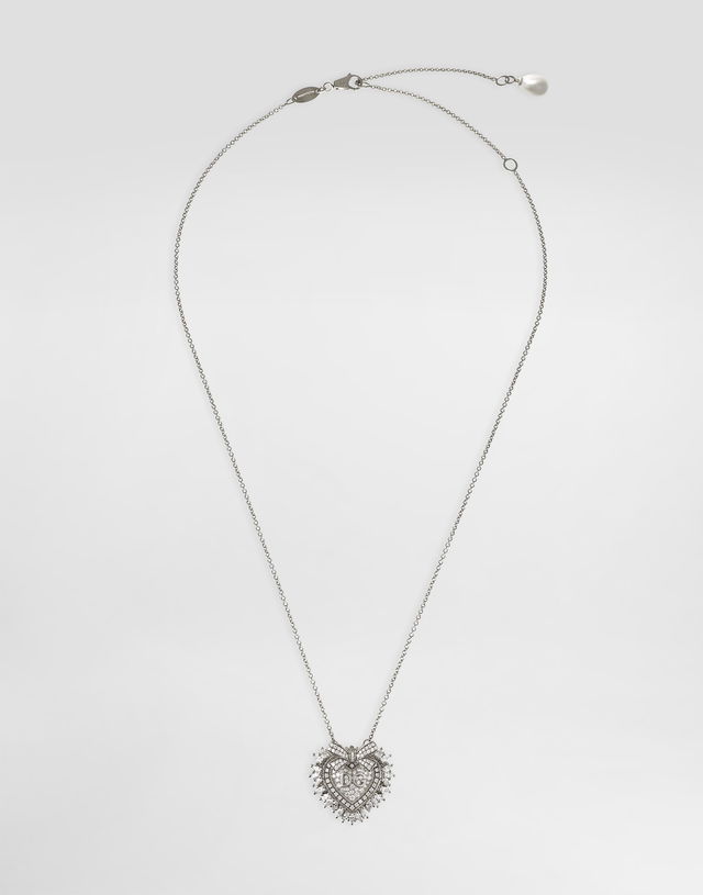 Dolce & Gabbana Devotion 18K White Gold Diamond Heart Pendant Necklace