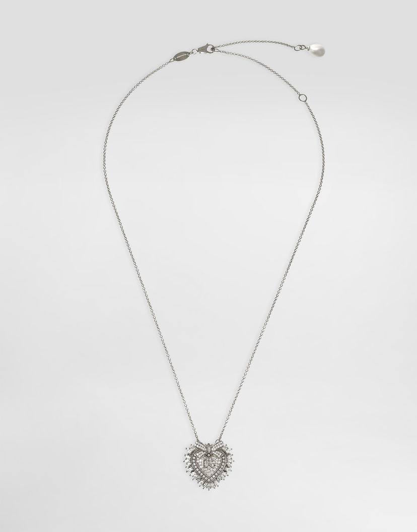 Колие Dolce & Gabbana Dolce & Gabbana Devotion 18K White Gold Diamond Heart Pendant Necklace Металик | WNND1KWWH0180001