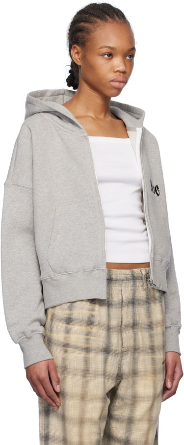 Суитчър We11done We11done Logo Zip-Up Cropped Hoodie Сиво | WD-TJ0-25-815-U-MG, 4