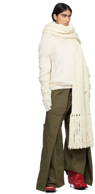 Пуловер Jean Paul Gaultier Knitted Scarf With Fringe Бяло | 24/31-U-EC050-M080-64, 2