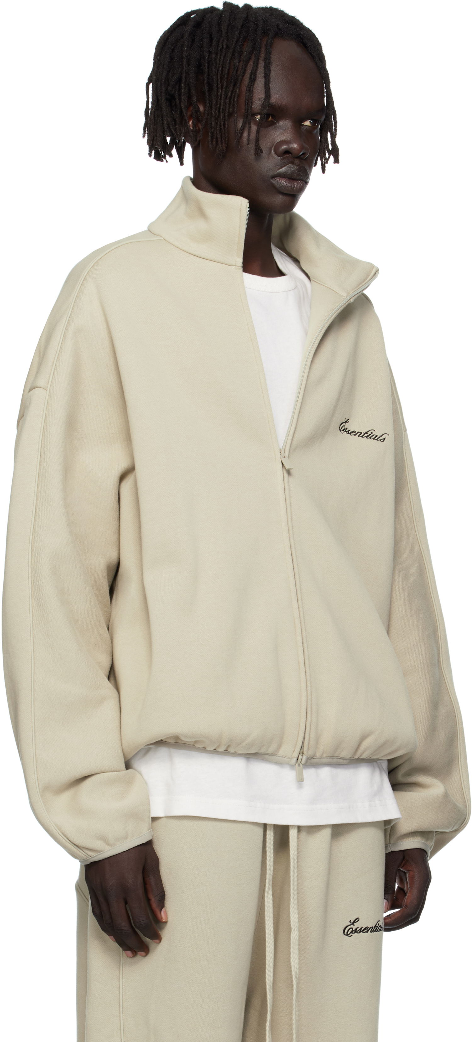 Яке Fear of God Fear of God ESSENTIALS Modern Fit Fleece Track Jacket Бежово | 202SP256896F, 1