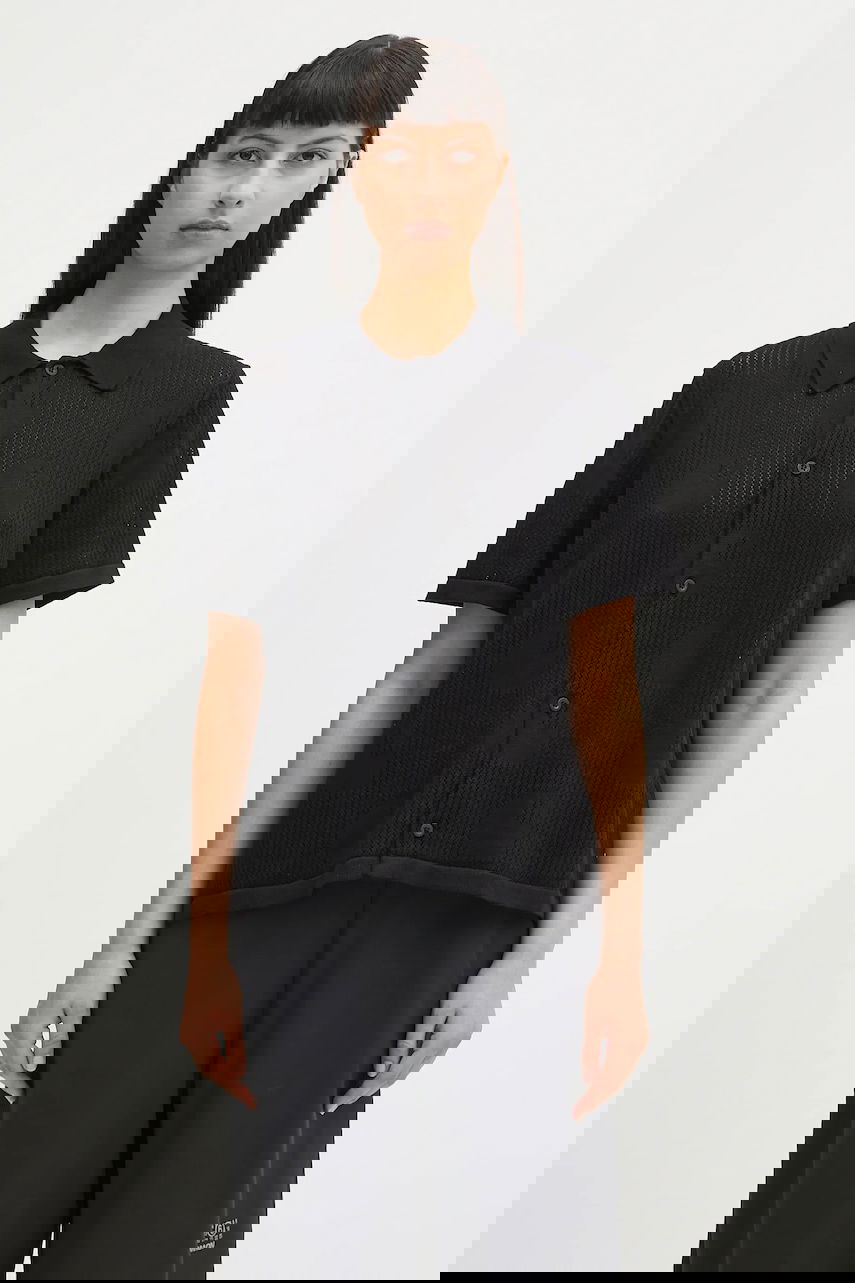 Поло тениска Carhartt WIP Temple Short Sleeve Regular Fit Perforated Knit Polo Shirt Черно | I034541.89XX, 0