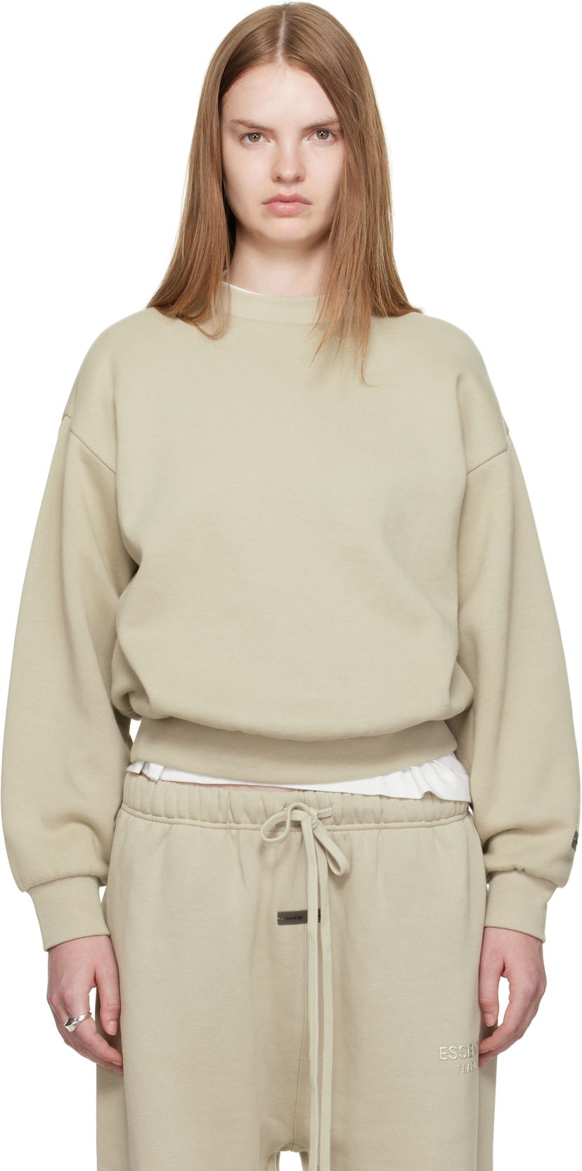 Суитчър Fear of God Fear of God ESSENTIALS Classic Fit Crewneck Sweatshirt Бежово | 192SP255556FW