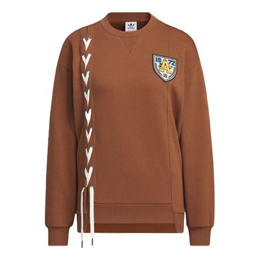 Пуловер adidas Originals Sportswear Lace Up Hoodie Кафяво | IN1092