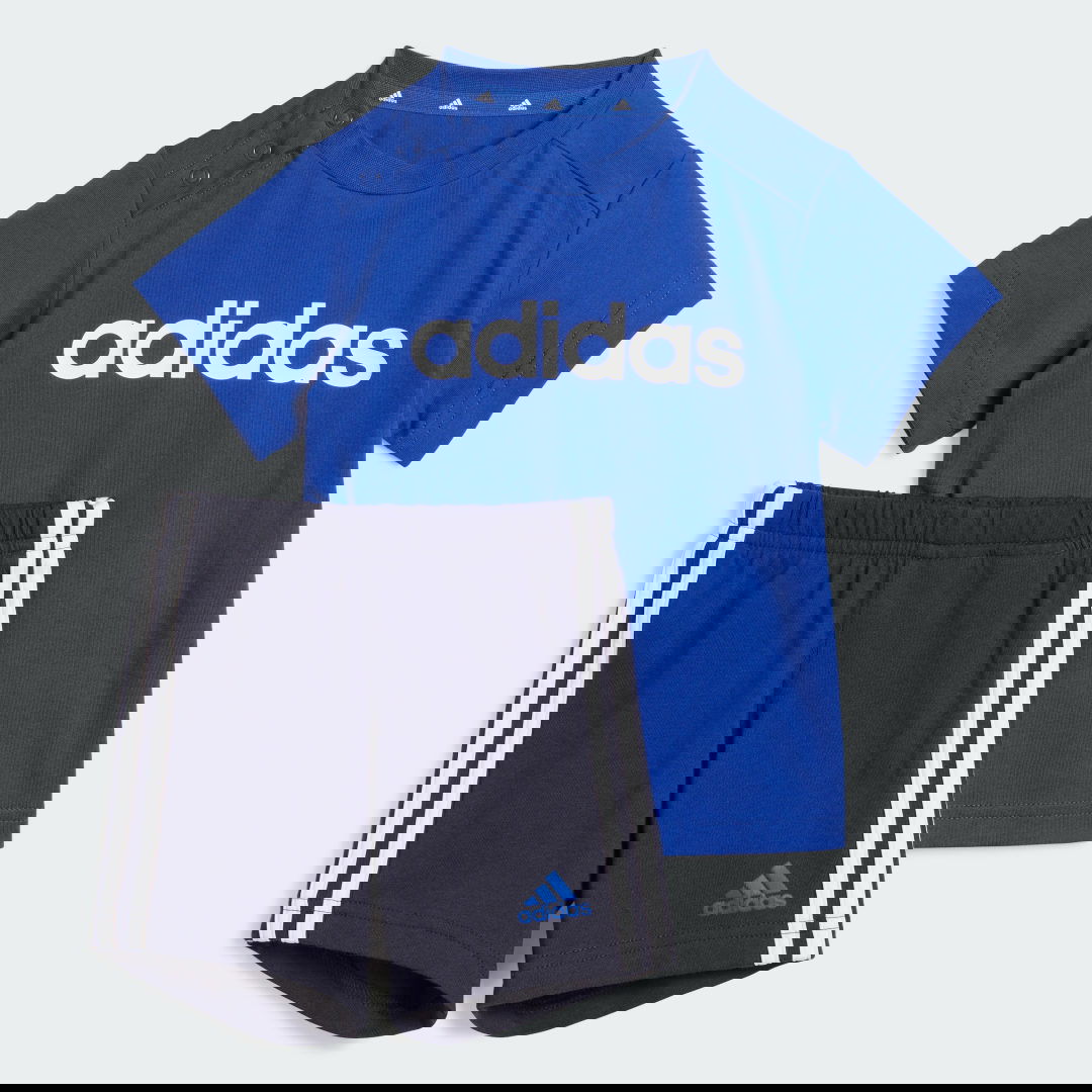 Комплект adidas Performance Essentials Lineage Organic Cotton T-Shirt and Shorts Set Синьо | IB4770, 0