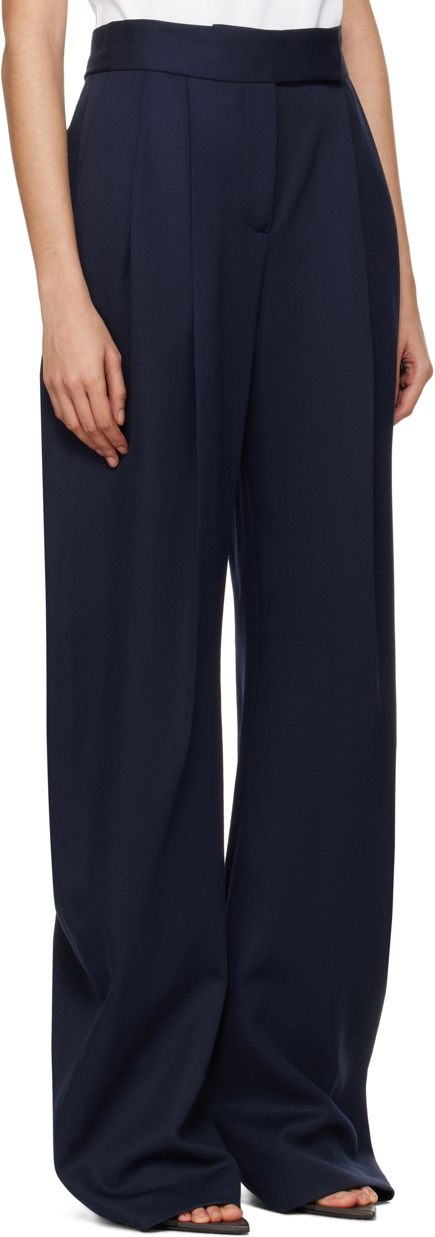 Панталони The Attico Attico Long Pleated Trousers Тъмно синьо | 250WCP00102 WWW046AA, 1