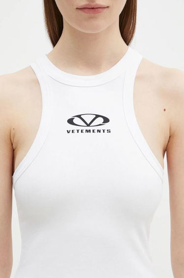 Pокля VETEMENTS VETEMENTS Oval Logo Tanktop Mini Dress Бяло | WA66DR600W, 3