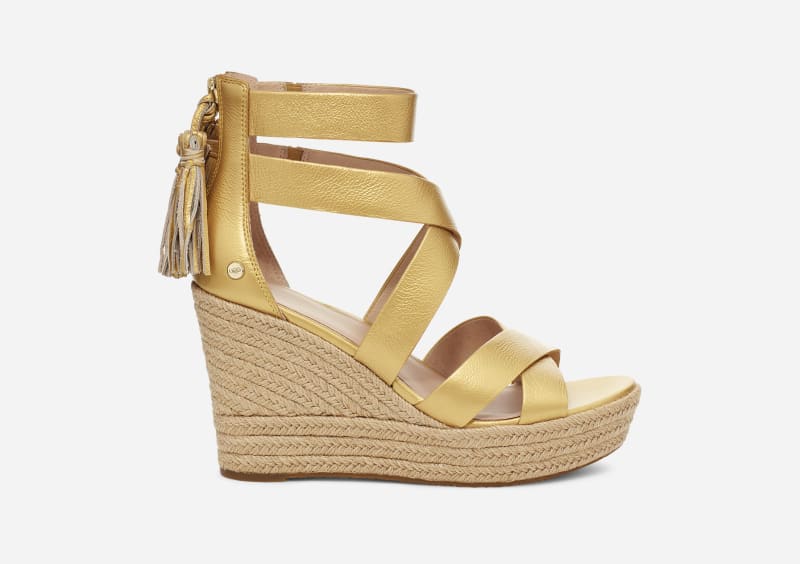 Кецове и обувки UGG ® Raquel Metallic Ankle Strap Бежово | 1092254-GOLD, 0