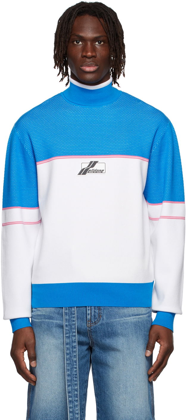 Пуловер We11done We11done Mock Neck Sweater Синьо | WD-KT1-22-617-U-BL, 0