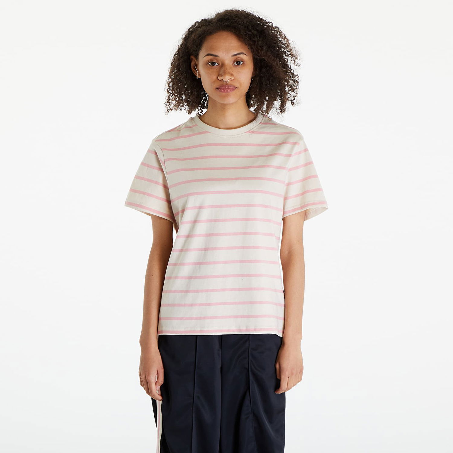 Тениска Urban Classics Ladies Striped Boxy Tee Lemonadepink/ Whitesand Бежово | TB6059-12893, 0