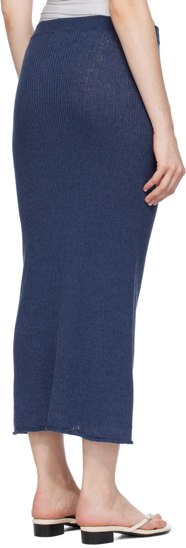 Пола Baserange Baserange Ribbed Knit Midi Skirt with Button Closure Тъмно синьо | SKDR-LI-SU25, 2
