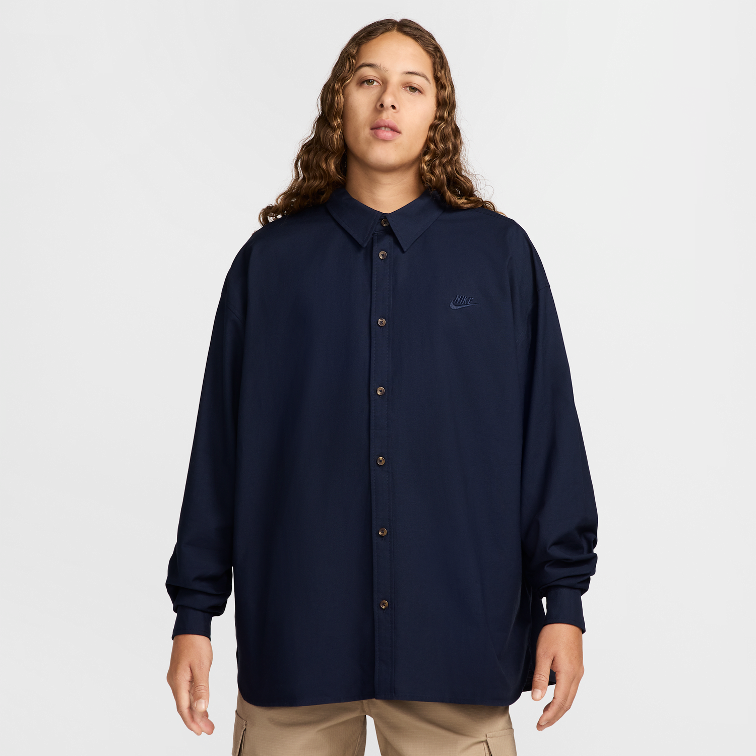 Риза Nike Nike Club Oxford Loose Fit Long Sleeve Shirt Тъмно синьо | HM9590-451, 0