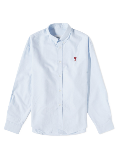 Риза AMI Button Down Logo Oxford Shirt Синьо | BFUSH130-CO0031-450