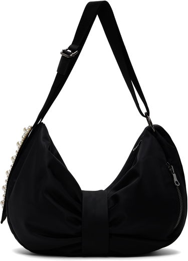 Чанта през рамо Simone Rocha Simone Rocha Pearl-Embellished Sling Bow Bag Черно | BAG199B 0761, 0